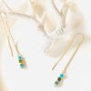 boucles d'oreilles pendantes en plaque or 24 carats cahinnette en perles dorées turquoise d''Egypte hématite Ma Jungle Family