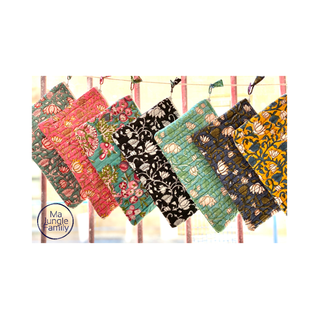 trousse maquillage fleuries toilettes coton matelassées Ma Jungle Family