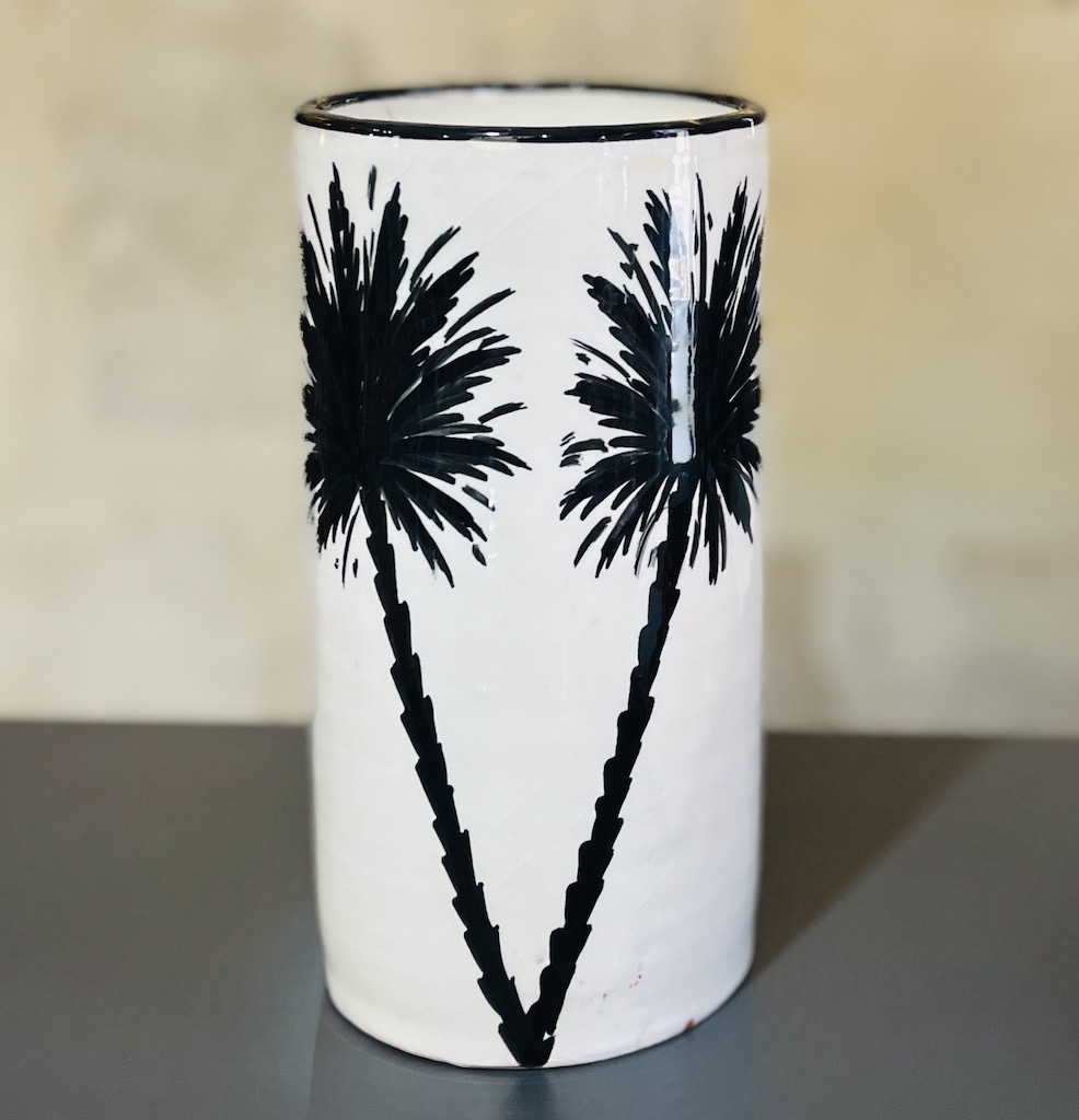 vase saladier assiette bol coquetier cendrier en terre cuite rouge de marrakech maroc palmier noir et blanc saladier ceramique peint a la main Ma Jungle Family