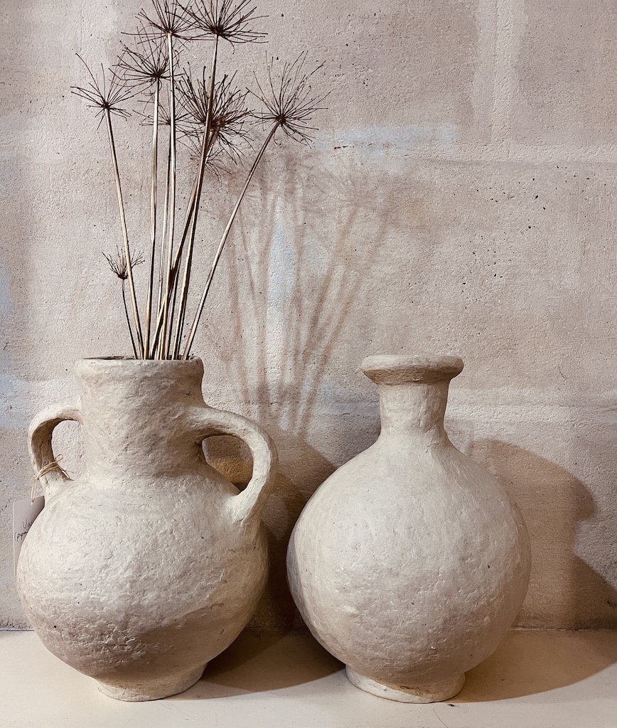 vase en papier 2 oreilles mâché ligne pure naturel Ma Jungle Family 2 anses poignees