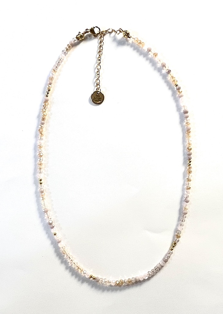 collier ras de cou nude rosé perles dorees plauees or perles a facettes made in france fabrique en france creatrice de bijoux bracelet plaque or Ma Jungle Family