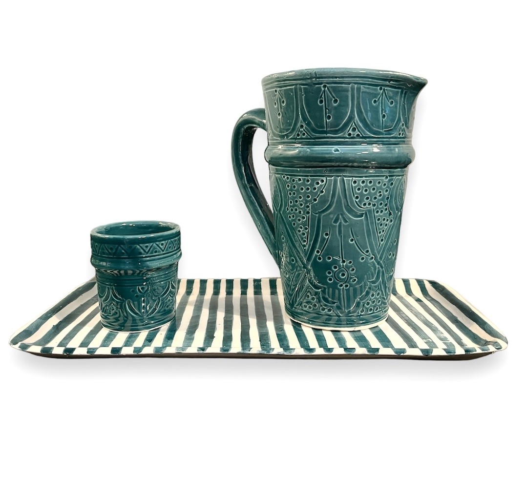 tasse beldi en ceramique beu canard fabriques à la main au maroc gravure Ma Jungle Family chabichic carafe pichet