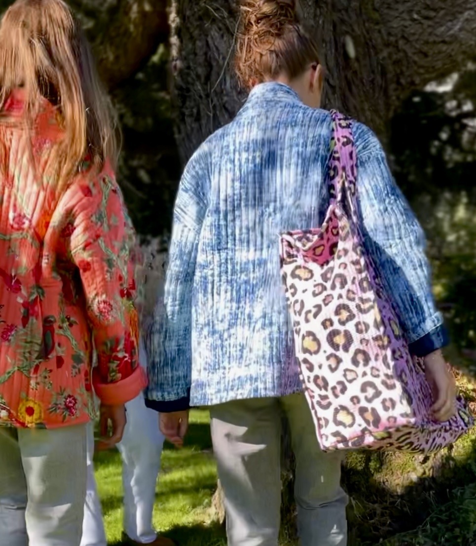 Gand cabas sac molletonne matelasse coton safran bleu fleuri sac a langer kaki violet Inde blockprint Ma jungle Family sac de plage, valise cabine marine fleurs rouges dahlia, vert Frida Kahlo, corail, motif japonais, léopard rose