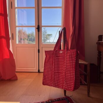 Gand cabas sac molletonne matelasse coton safran bleu fleuri sac a langer kaki violet Inde blockprint Ma jungle Family sac de plage, valise cabine marine fleurs rouges dahlia, vert Frida Kahlo, corail, motif japonais, léopard rose, rouge, guinguette, vintage, pique nique, nappe à carreaux