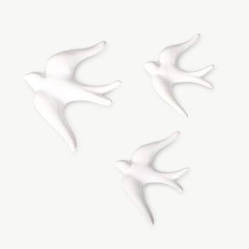 HIRONDELLE EN CERAMIQUE noire ECRU bleu canard, vert d’eau, blanc. A ACCROCHER AU MUR DIFFERENTE TAILLE MA JUNGLE FAMILY CASA ATLANTICA PORTUGAL PORTE-BONHEUR DECORATION MURALE vert Sarah lavoine