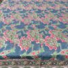 Nappe indienne imprimée au blockprint à Jaipur, motif fleuris au ton naturels gris saumon ma jungle family Vert rose bleu hortensias