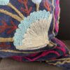 Housse de coussin en velours brodé avec de la laine, dessin fleuri, pompons, dehoussable, turquoise, rouge, rose, bleu marine, fait a la main en Inde , caravane paris, Ma Jungle Family