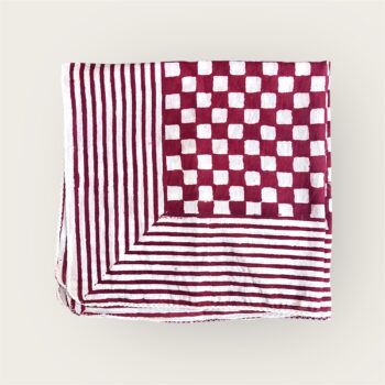 Foulard en voile coton indien imprimés au blockprint en Inde, bleu, moutarde, rouge, bordeaux, vert, rose, fleuris, damiers, tigres, violet, léopard, bellemme collection, au bonheur du jour, Jamini, kirane, Ma Jungle Family