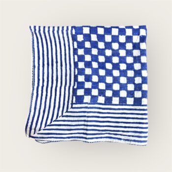 Foulard en voile coton indien imprimés au blockprint en Inde, bleu, moutarde, rouge, bordeaux, vert, rose, fleuris, damiers, tigres, violet, léopard, bellemme collection, au bonheur du jour, Jamini, kirane, Ma Jungle Family