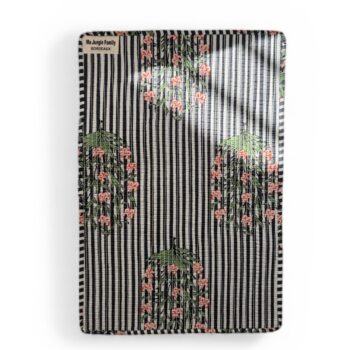 set de table matelassé coton indien fait main a jaipur motif fleuri au blockprint vert émeraude violet fleurs rose fluo Ma Jungle Family Bleu nuit fleur de dahlia rouge, noir a fleurs papillons, butterfly. Reversible