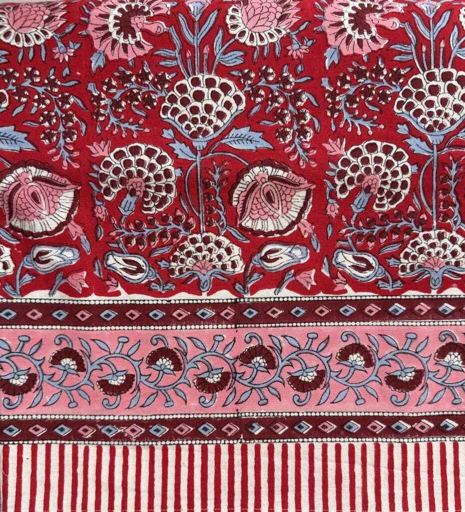 Nappe indienne rouge intense, deco boheme