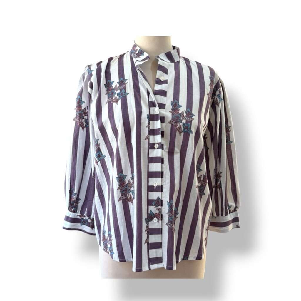 Blouse violette coton indien, mode boheme