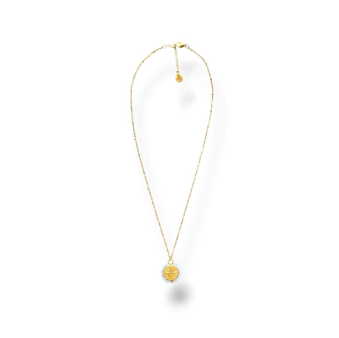Medaille rose des vents porte bonheur blanche White Ma Jungle Family