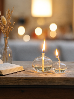 Lampe à huile en verre transparent, ambiance chaleureuse, 2 tailles, Ma Jungle Family