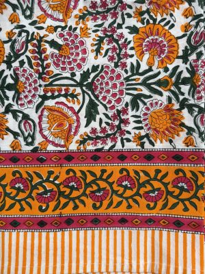 Nappe indienne orange blockprint Ma Jungle Family