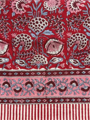 Nappe indienne rouge intense, deco boheme