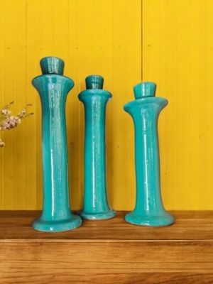Trio de chandeliers en Tadelakt noir, toucher velours, 3 tailles, deco moderne et contemporain Ma Jungle Family Céramique truquoise