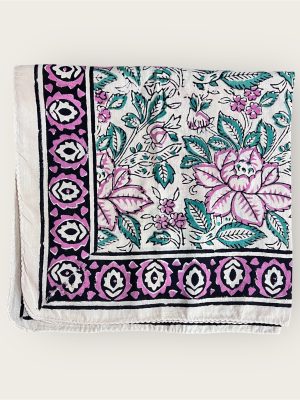 Foulard en voile coton indien imprimés au blockprint en Inde, bleu, moutarde, rouge, bordeaux, vert, rose, fleuris, damiers, tigres, violet, léopard, bellemme collection, au bonheur du jour, Jamini, kirane, Ma Jungle Family