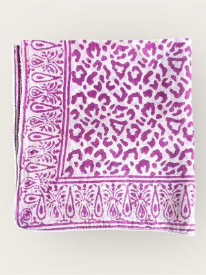 Foulard en voile coton indien imprimés au blockprint en Inde, bleu, moutarde, rouge, bordeaux, vert, rose, fleuris, damiers, tigres, violet, léopard, bellemme collection, au bonheur du jour, Jamini, kirane, Ma Jungle Family